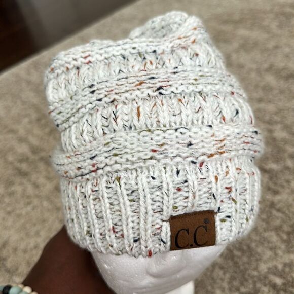 C.C. Unisex Ribbed Confetti Knit Beanie Hat - Picture 3 of 5